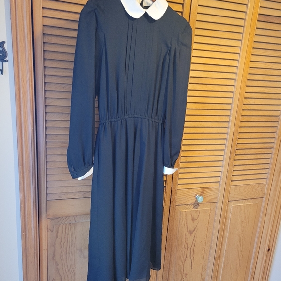 VTG Saint Jacques Paris Black & White Long Sleeve Pleated Dress - Picture 8 of 8